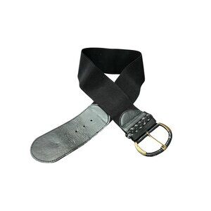 A.K. Anne Klein Womens Black Stretch Woven Belt With Gold Buckle M/L Elegant
